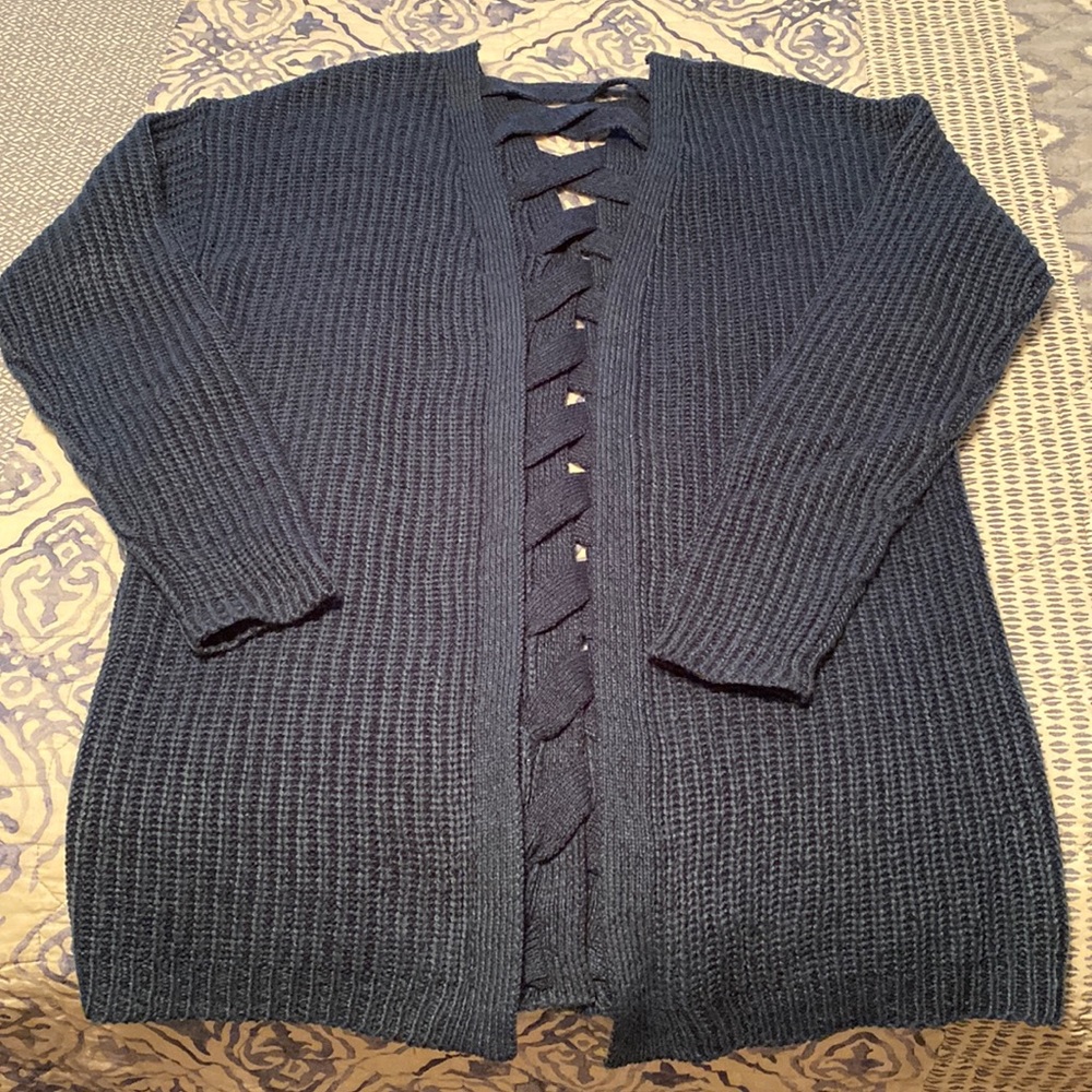 Blue cardigan sweater